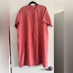 Eileen Fisher - Organic Linen dress, salmon color. XL